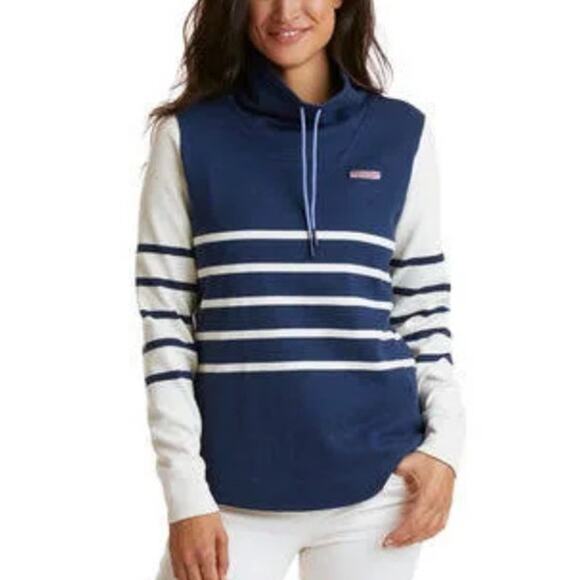 Vineyard Vines Blue & White Striped Mock Neck‎ Pullover Sweater Size XXS - Picture 1 of 10